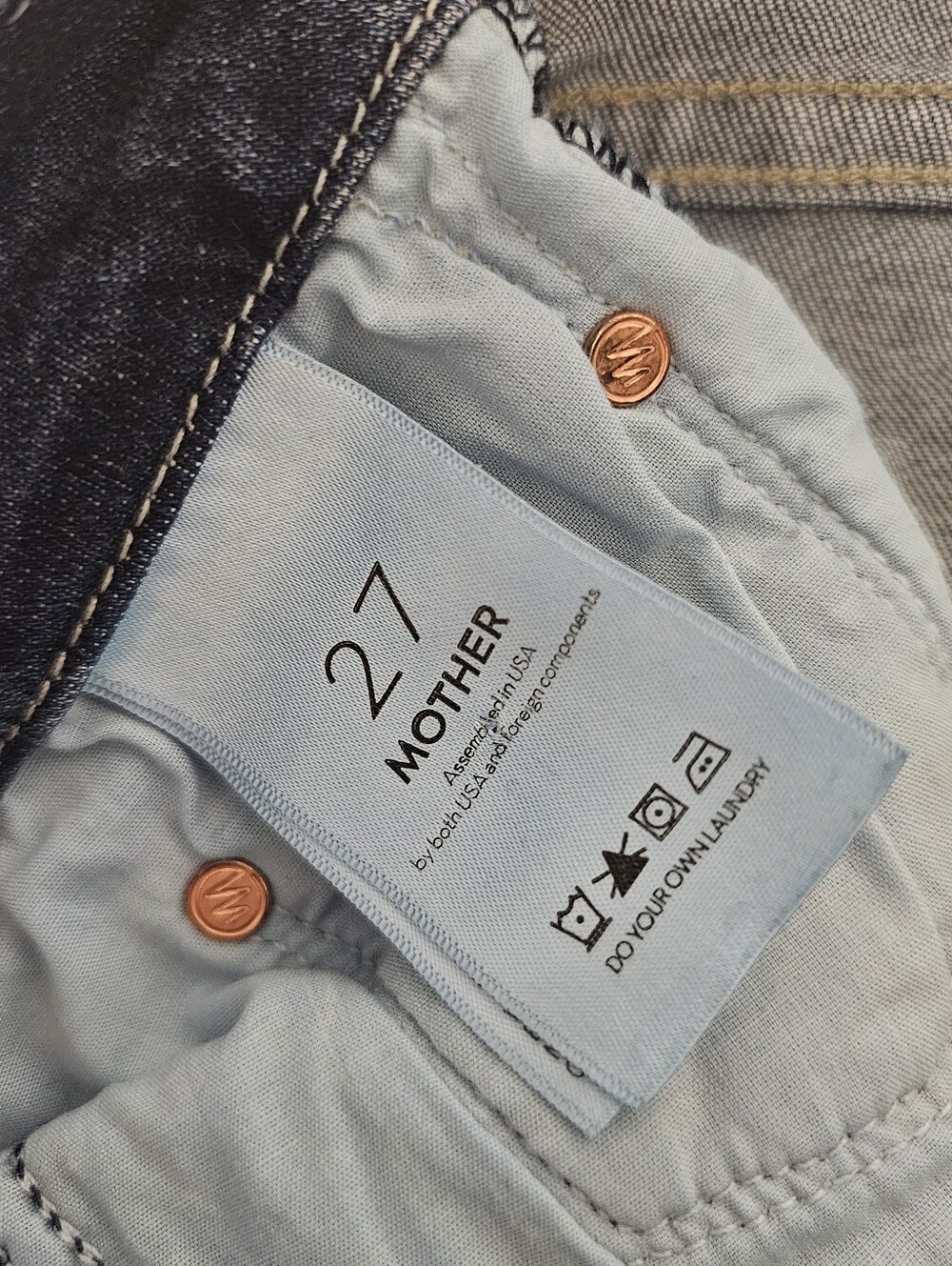 MOTHER The Looker Crop Mid Rise Skinny Dark Blue On The Edge Jeans 27 Preowned - Picture 9 of 11